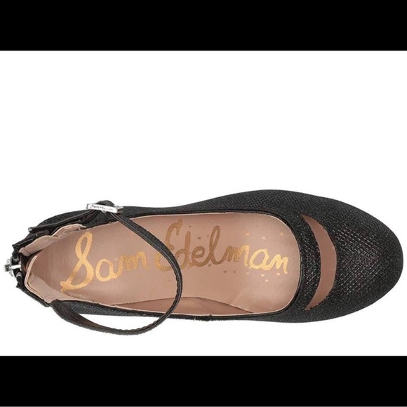 sam edelman evelyn betty black glitter ankle strap shoe - Picture 6 of 9